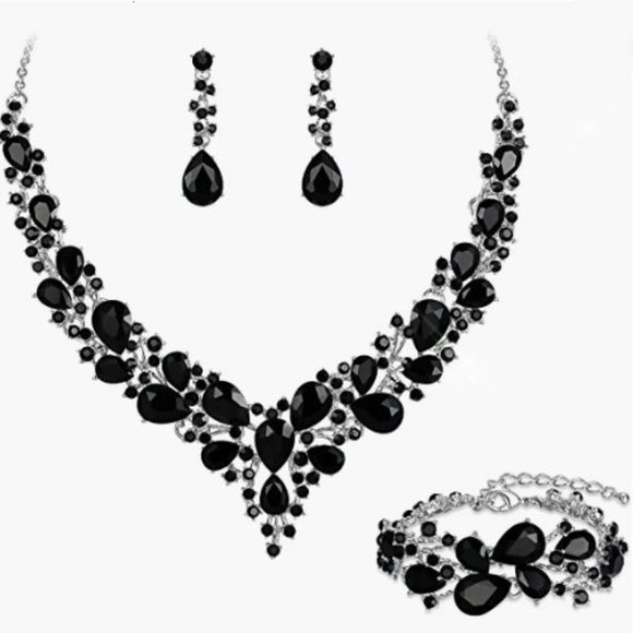 Sparkling Bling Things Jewelry - NEW Sparkling Bling Swarovski Crystal Rhinestone Wedding Necklace Set + …